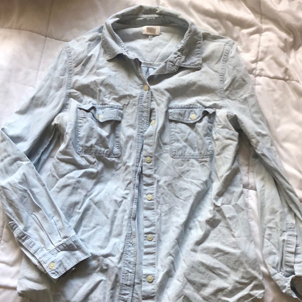 Light blue denim button down